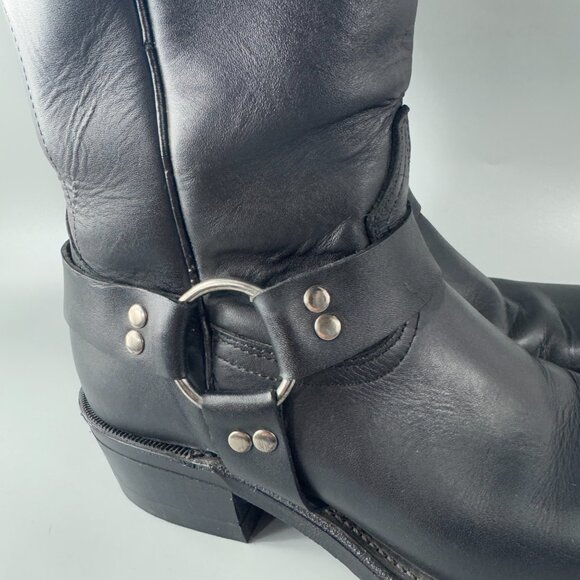 Boulet Western Style Black Leather Harness Boots Cowboy Boots, Size 8 1/2 main image 9
